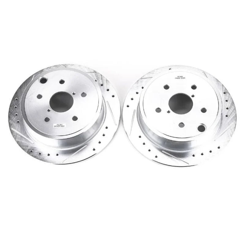 PowerStop Rear Evolution Drilled & Slotted Rotors - Pair fits 2015-2021 Subaru WRX / 2021 Subaru WRX STI - Main Product View