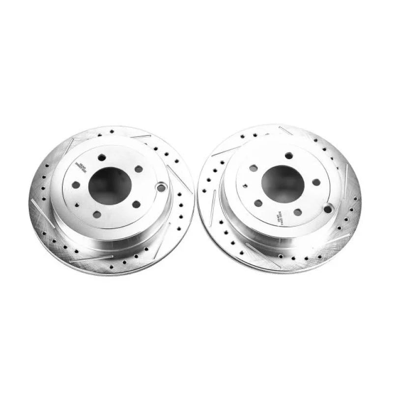 PowerStop Rear Evolution Drilled & Slotted Rotors - Pair fits 1992-1998 2004-2006 Mazda 929 / Mazda MPV - Main Product View