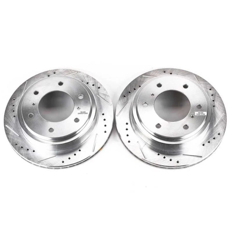 PowerStop Rear Evolution Drilled & Slotted Rotors - Pair fits 2000-2006 Mitsubishi Montero - Main Product View