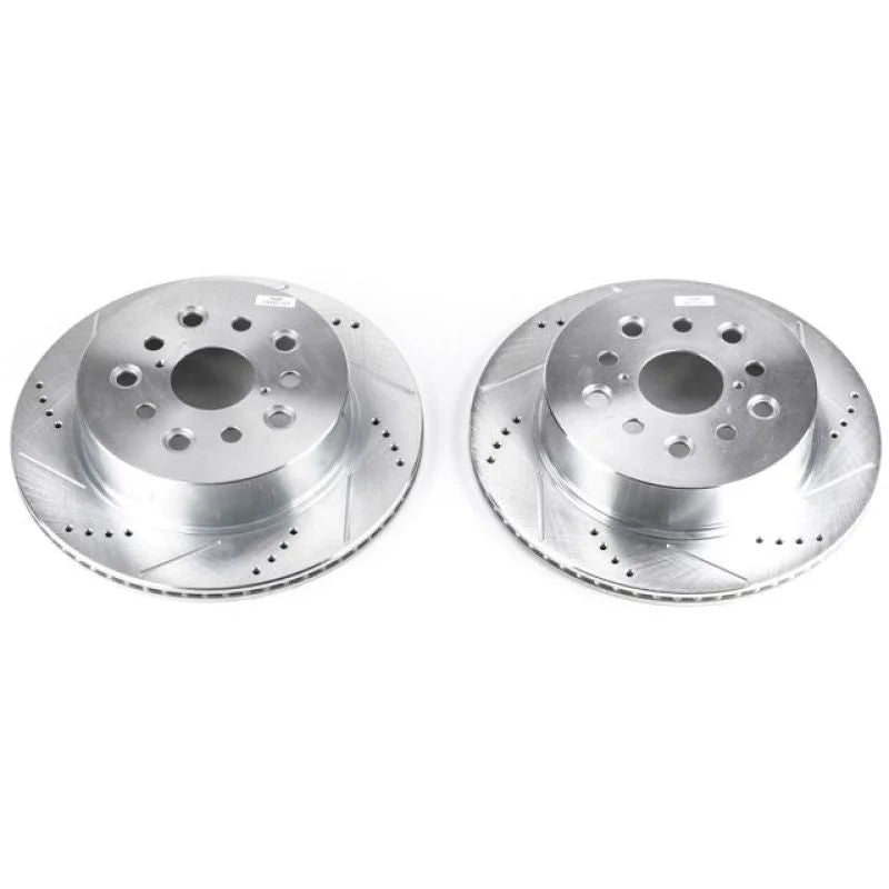 PowerStop Rear Evolution Drilled & Slotted Rotors - Pair fits 2001-2006 Lexus LS430 - Main Product View