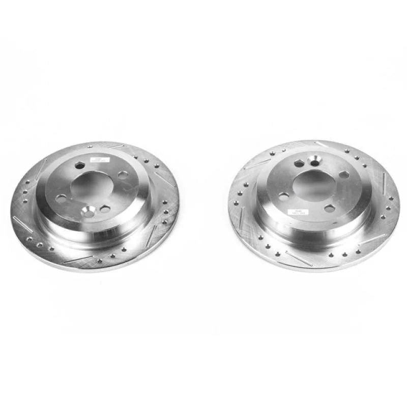 PowerStop Rear Evolution Drilled & Slotted Rotors - Pair fits 2002-2006 Mini Cooper - Main Product View