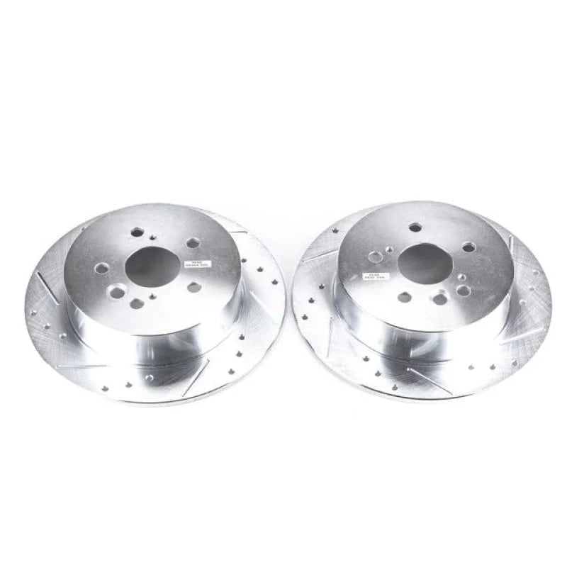 PowerStop Rear Evolution Drilled & Slotted Rotors - Pair fits 2004-2005 Toyota RAV4 / 2005 Toyota RAV4 L - Main Product View
