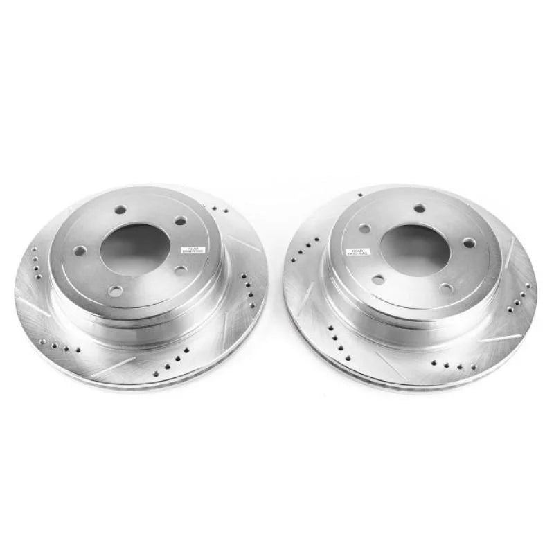 PowerStop Rear Evolution Drilled & Slotted Rotors - Pair fits 2004-2007 Ford E-150 / E-150 Club WAGON - Side View