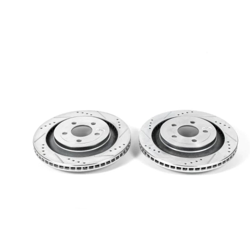 PowerStop Rear Evolution Drilled & Slotted Rotors - Pair fits 2015-2023 Ford Mustang - Main Product View