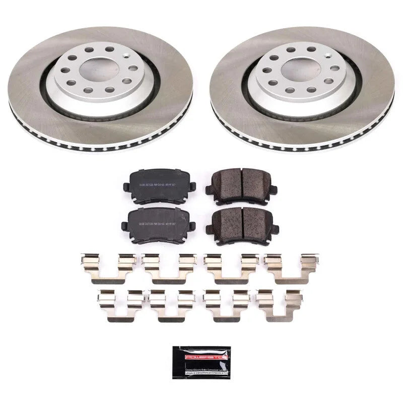 PowerStop Rear Semi-Coated Rotor Kit fits 2009-2016 Volkswagen CC / 2015-2021 Volkswagen GTI / 2012-2013 Volkswagen Golf R...