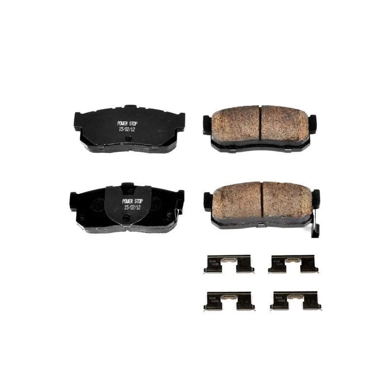 PowerStop Rear Z17 Ceramic Brake Pads w/Hardware fits 1991-1996 Infiniti G20 / 1996-2000 Infiniti I30 / 1993-1997 Nissan A...