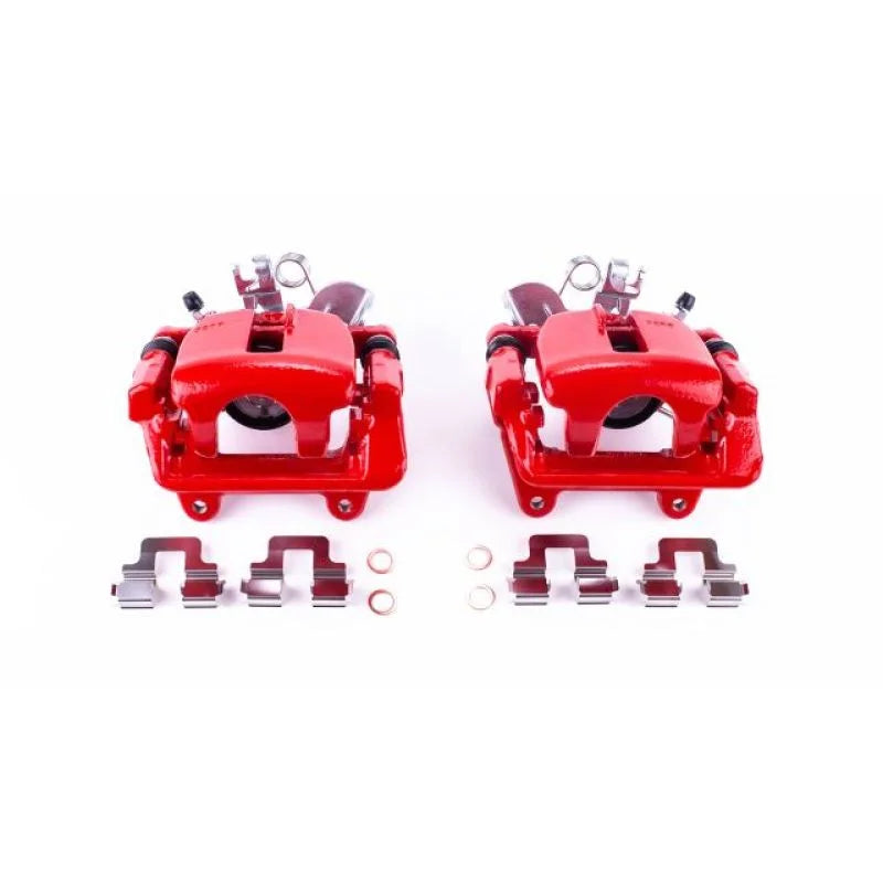 PowerStop Red Calipers w/Brackets - Pair Rear fits 2005-2009 Audi A4 / A4 Quattro - Main Product View