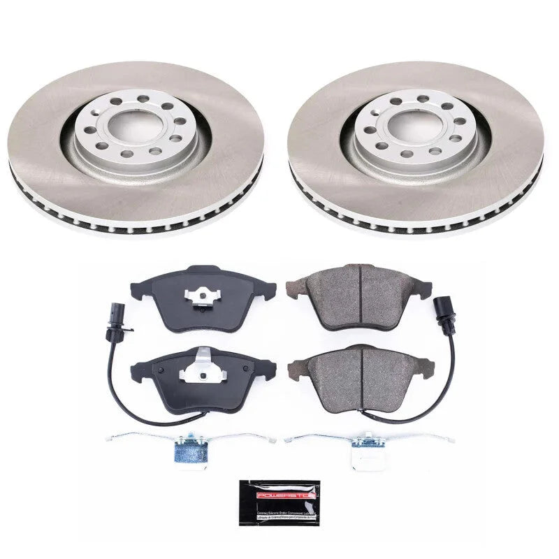 PowerStop Semi-Coated Rotor Kit Front fits 2005-2009 Audi A4 / A4 Quattro