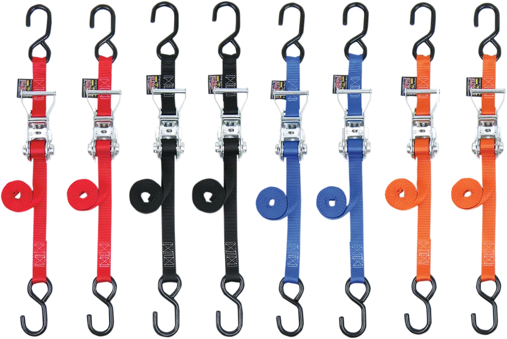 Powertye Ratchet Tie-Downs - 1" x 6' - Red 32271 - Side View