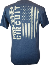 Load image into Gallery viewer, Pro Circuit Logo Flag T-Shirt - Heather Navy - 2XL - Side View