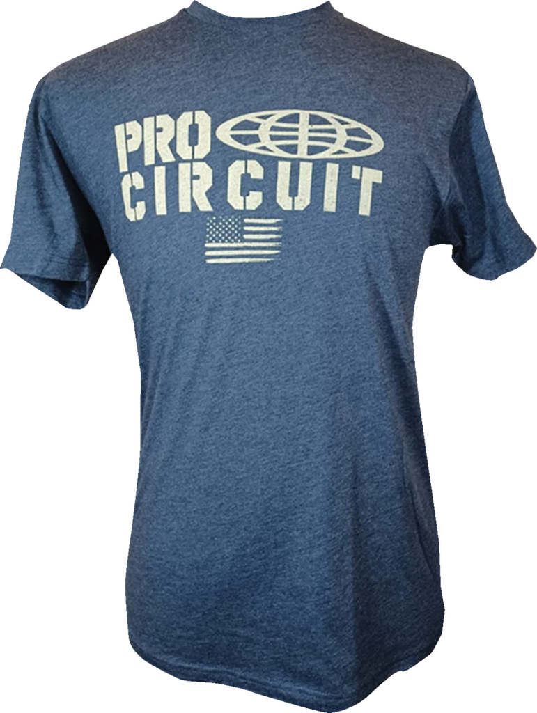 Pro Circuit Logo Flag T-Shirt - Heather Navy - Large - Main Product View