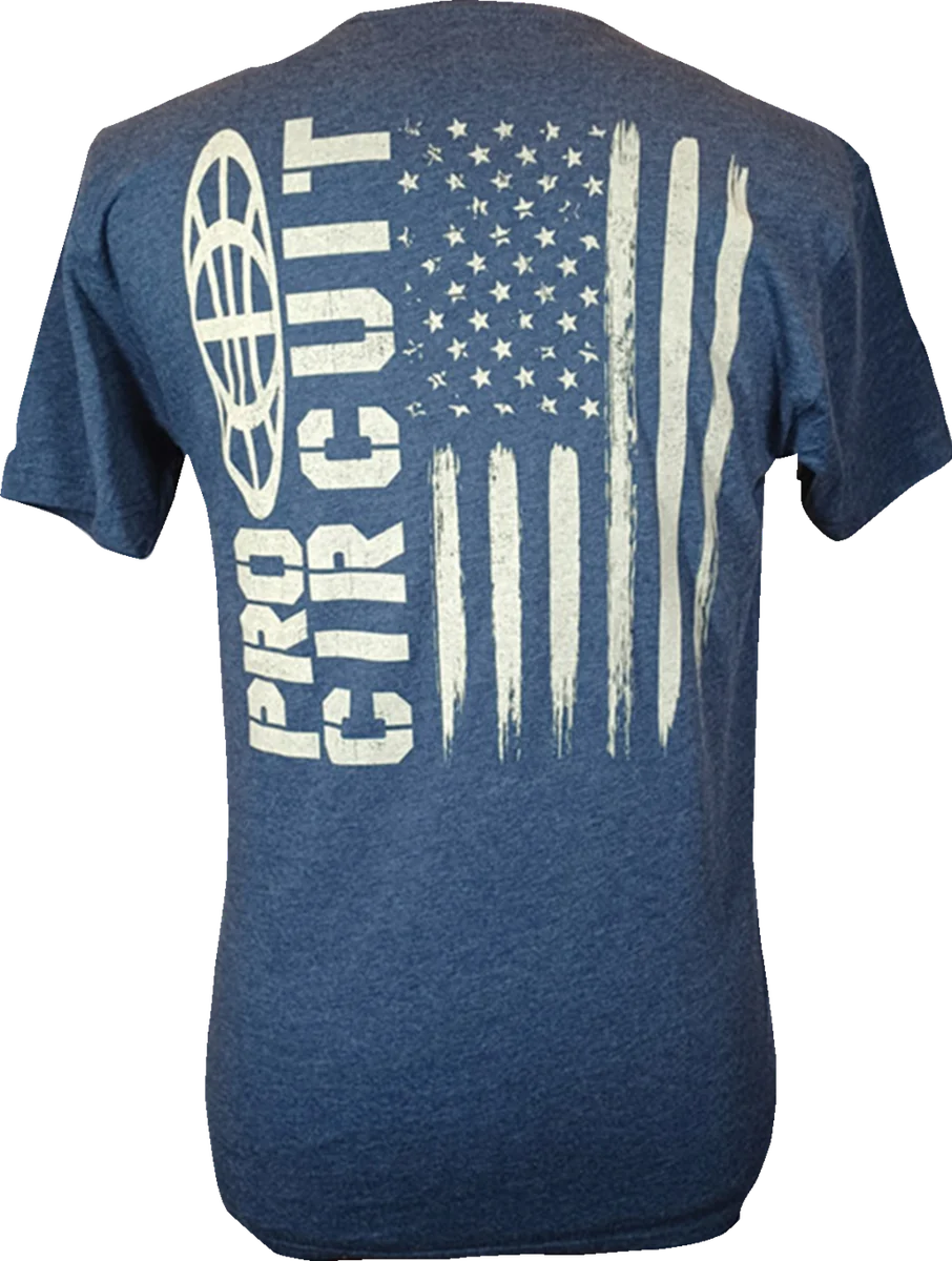 Pro Circuit Logo Flag T-Shirt - Heather Navy - Large - Side View