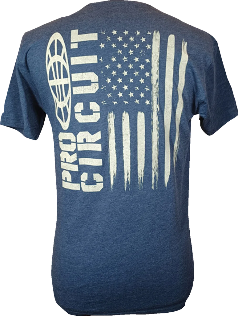 Pro Circuit Logo Flag T-Shirt - Heather Navy - Large - Side View