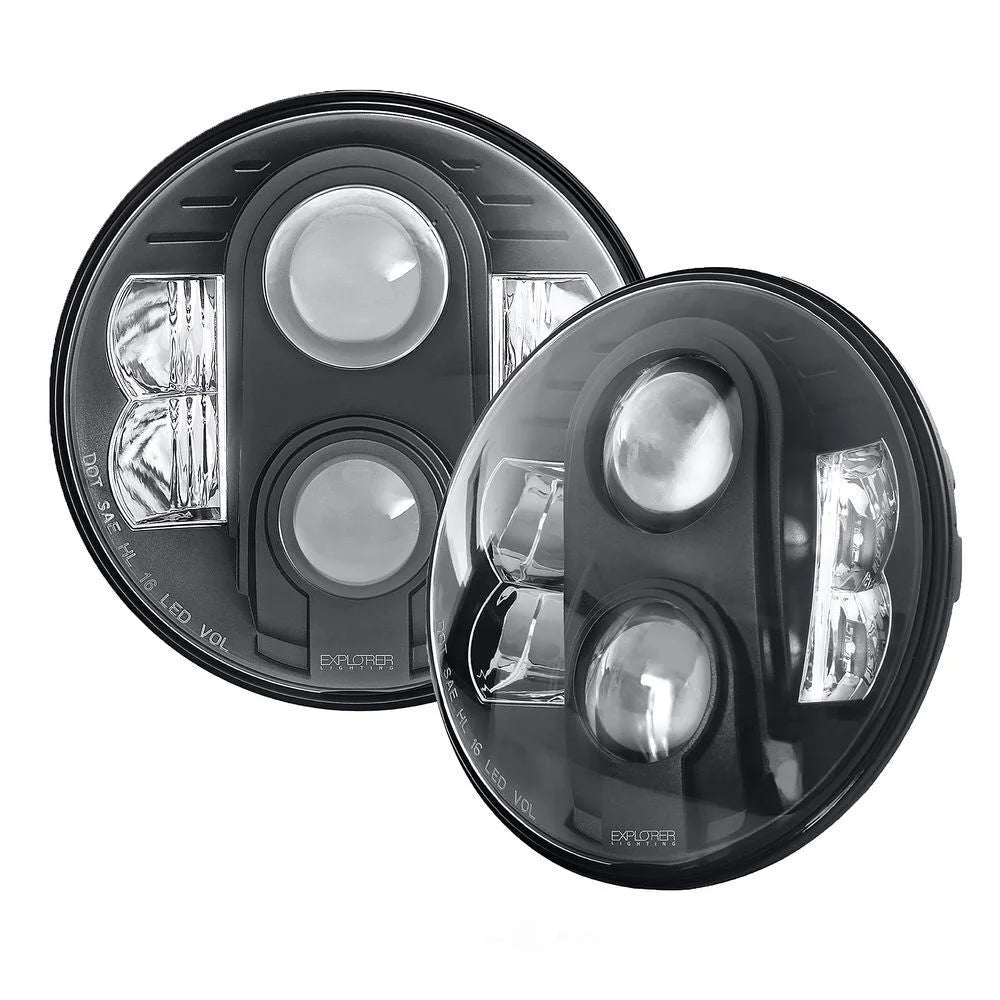Pro Comp Suspension 7IN ROUND LED HEADLIGHTS : PAIR 76402P fits 1997 Jeep Wrangler - Side View