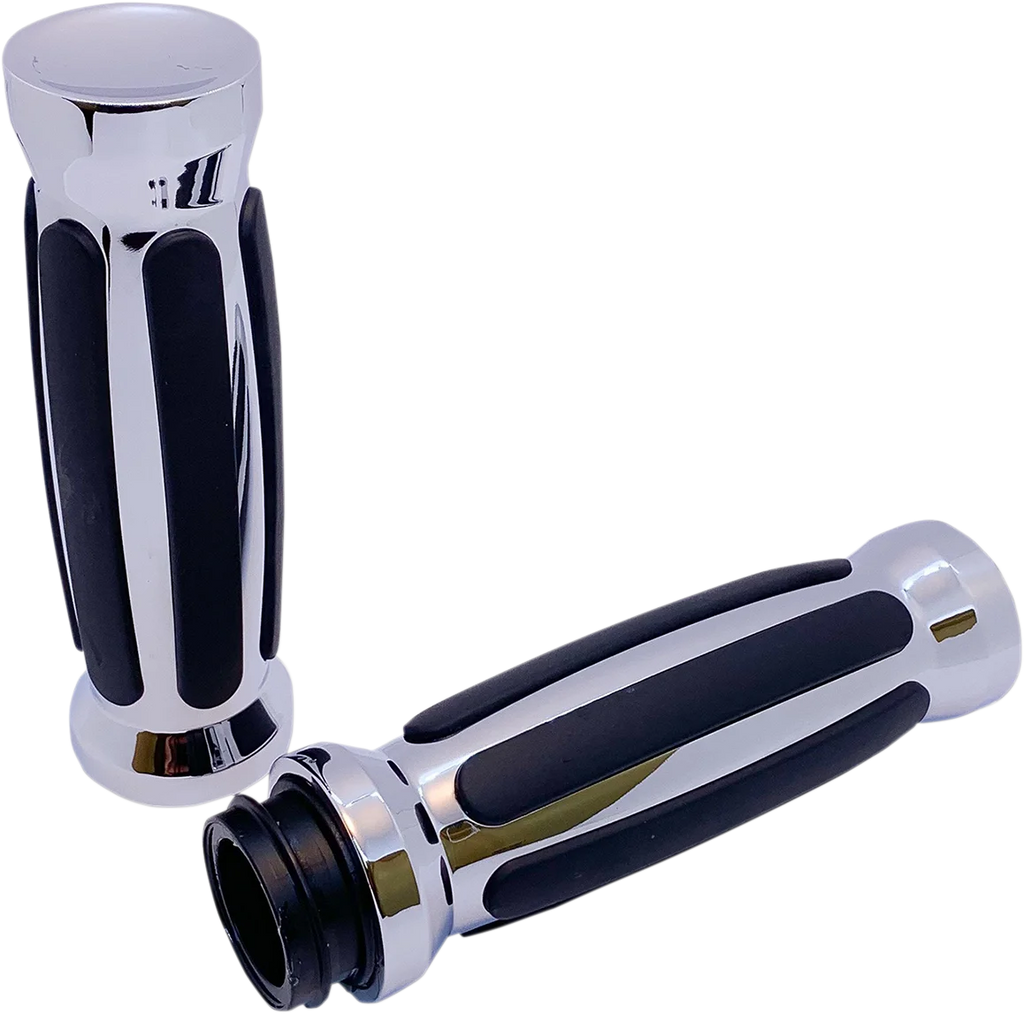 Pro-One Performance Grips - Straight - Rubber - TBW - Chrome 490001 - Main Product View