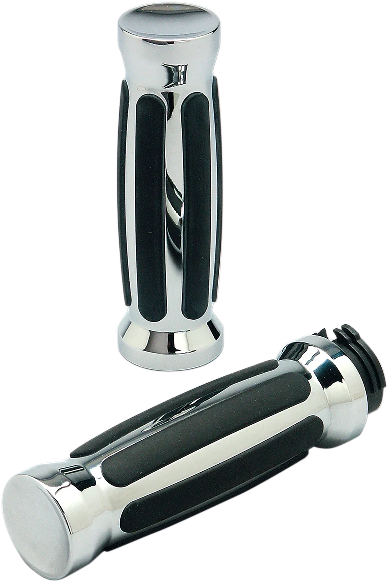 Pro-One Performance Grips - Straight - Rubber - TBW - Chrome 490001 - Side View