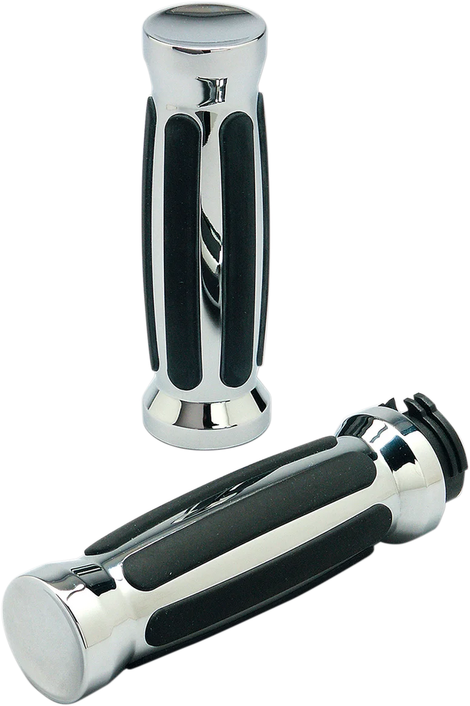 Pro-One Performance Grips - Straight - Rubber - TBW - Chrome 490001 - Side View
