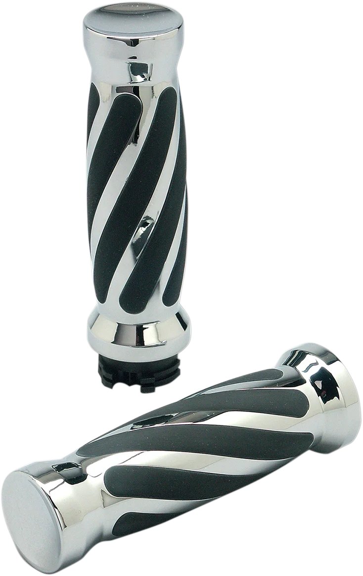 Pro-One Performance Grips - Twisted - Rubber - TBW - Chrome 490011 - Side View