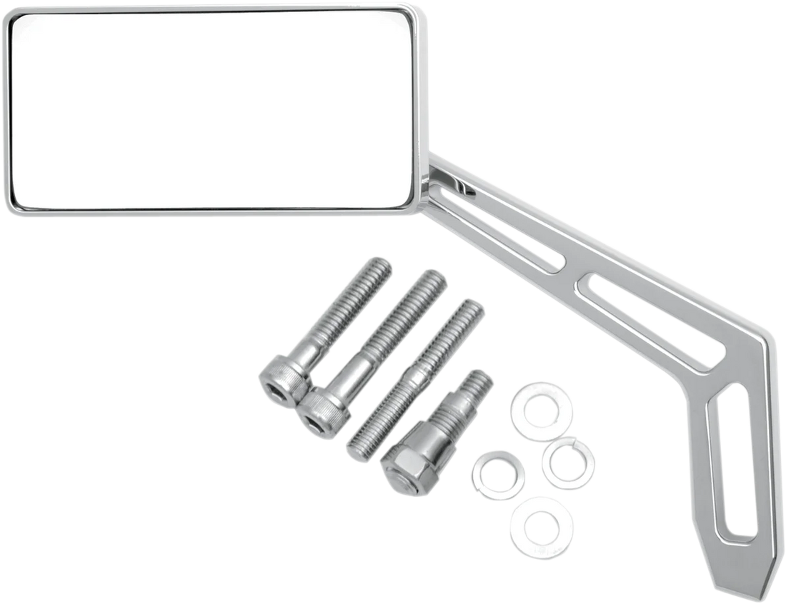 Pro-One Performance Mirror - Flame - Side View - Milled - Oblong - Black/Chrome - Left 104220B - Side View