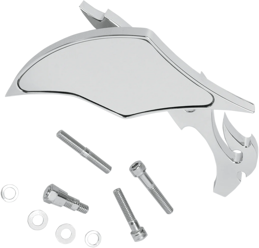 Pro-One Performance Mirror - Flame - Side View - Milled - Oblong - Chrome - Left 104220 - Side View