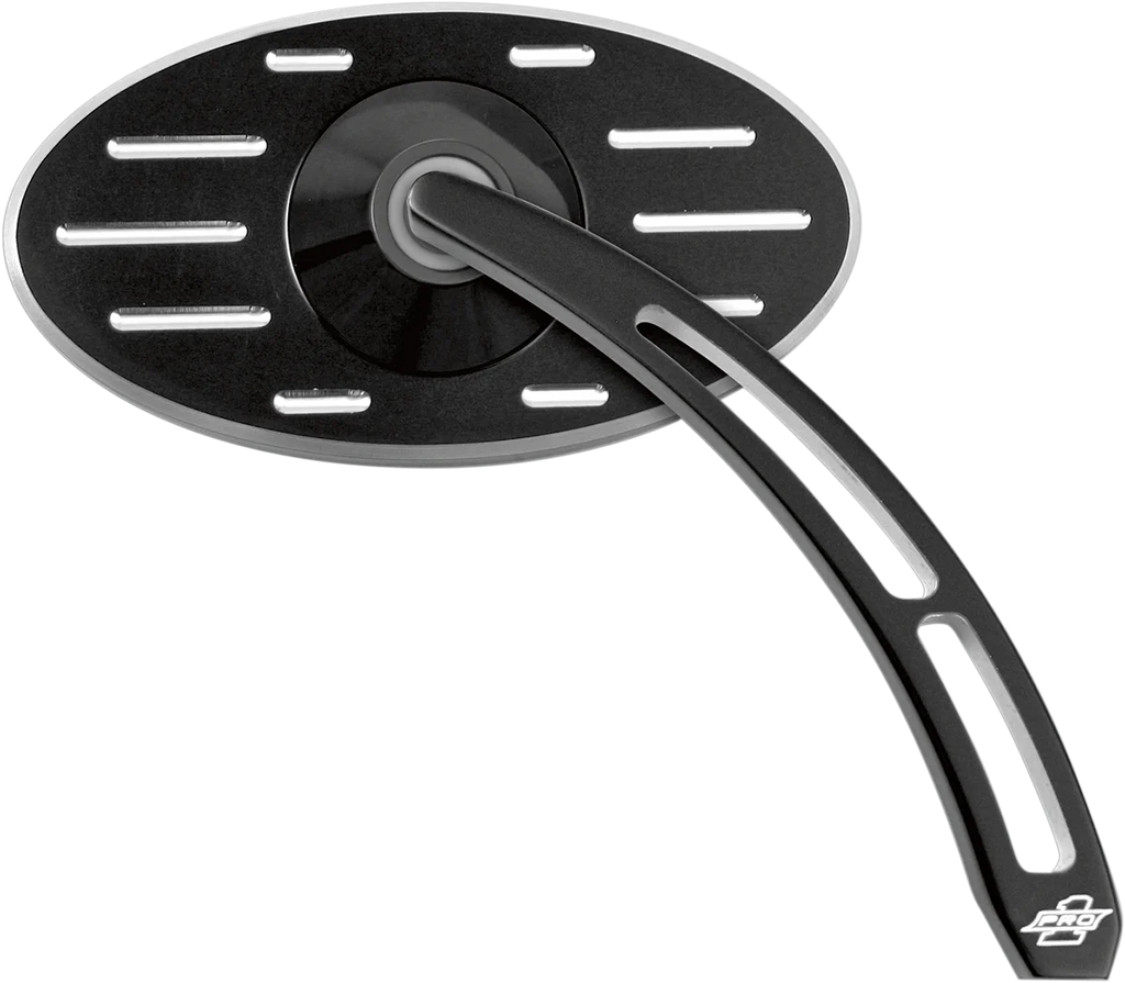 Pro-One Performance Mirror - Pro Street - Side View - Cut-Out/Ball Milled - Oval - Black - Right 102640B - Main Product View