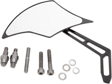 Load image into Gallery viewer, Pro-One Performance Mirror - Weekend Warrior - Side View - Cut-Out/Flame Head - Oblong - Black - Left 102300AB - Back View
