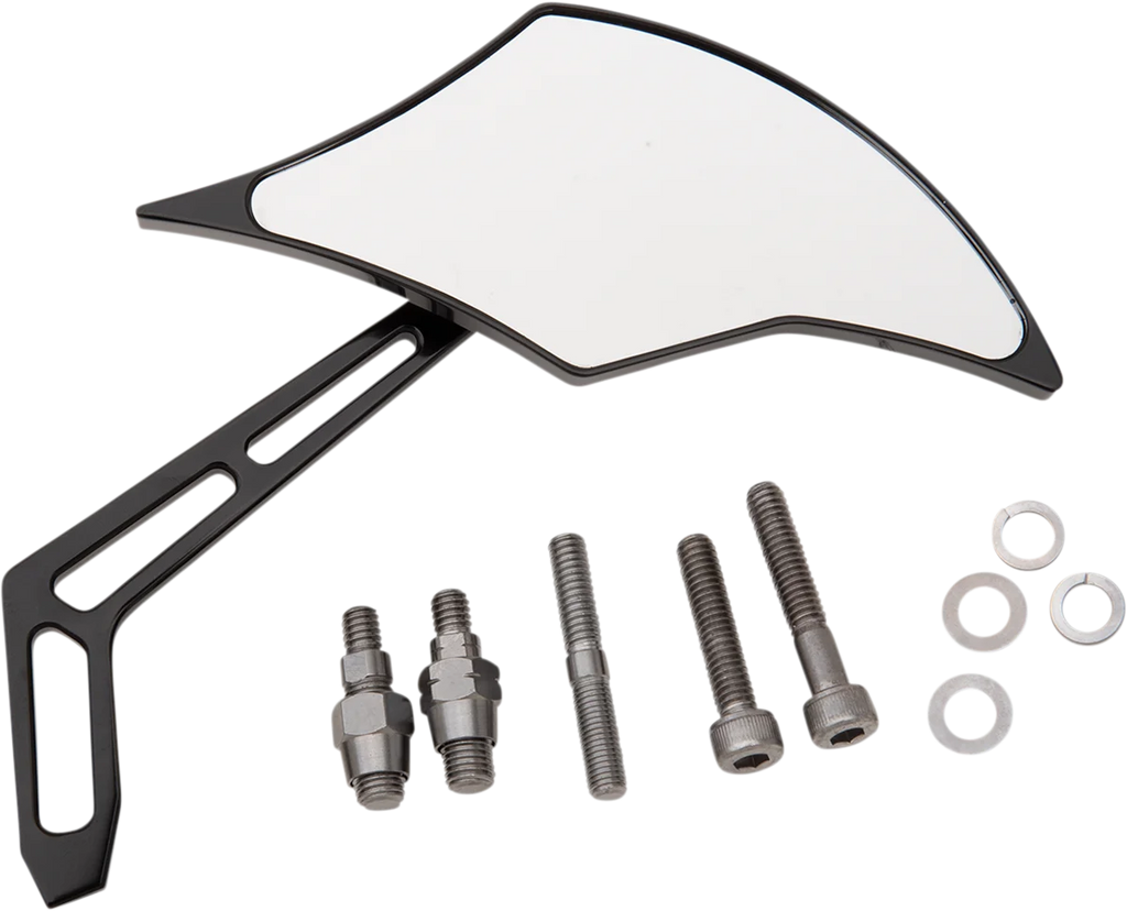 Pro-One Performance Mirror - Weekend Warrior - Side View - Cut-Out/Flame Head - Oblong - Black - Right 102301AB - Back View