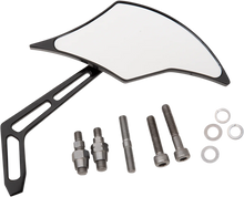 Load image into Gallery viewer, Pro-One Performance Mirror - Weekend Warrior - Side View - Cut-Out/Flame Head - Oblong - Black - Right 102301AB - Back View
