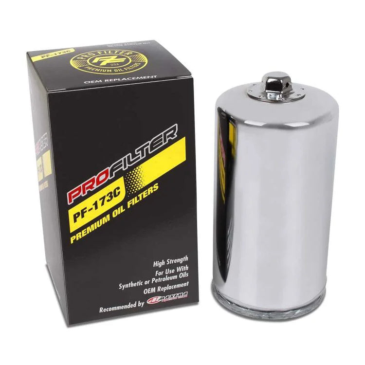 ProFilter Spin-On Chrome Various Performance Oil Filter - Single fits Harley