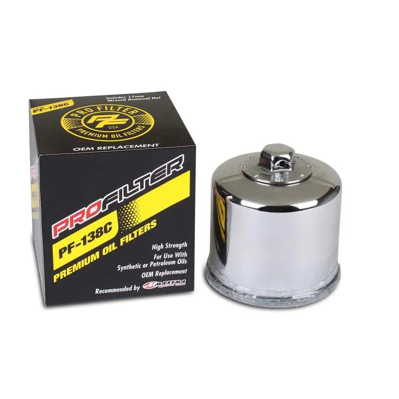 ProFilter Spin-On/Chrome/Various Performance Oil Filter - Single fits Aprilia / Arctic CAT / Kawasaki / Suzuki