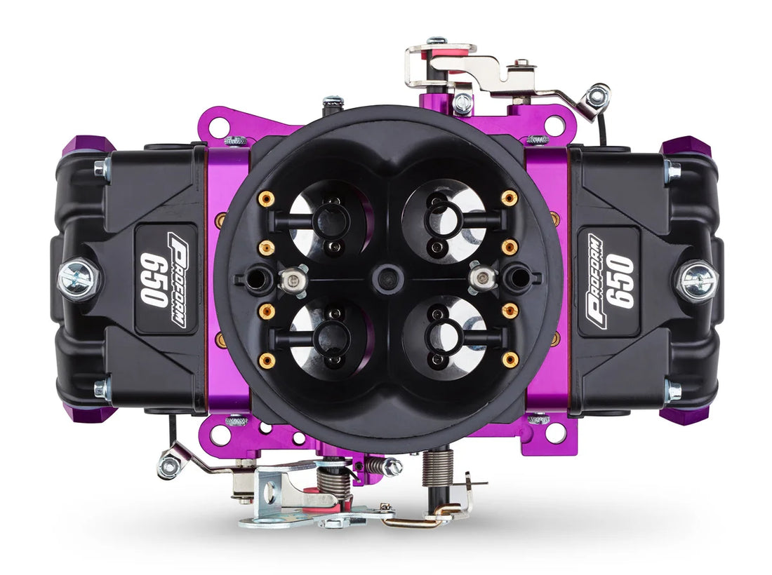 Proform 650 CFM, Mechanical Secondary, Black & Purple - Back View
