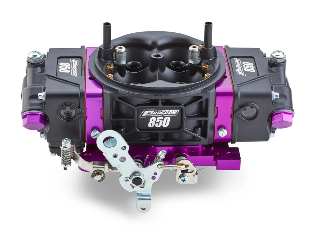 Proform 850 CFM, Mechanical Secondary, Black & Purple - Side View