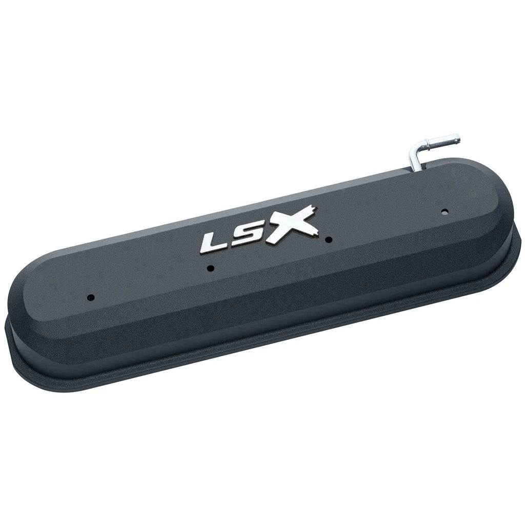 Proform Raised "LSX" Emblem Aluminum Valve Covers, Black Crinkle, LS Engines 141-256 - Main Product View