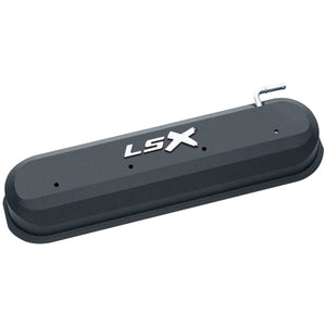Proform Raised "LSX" Emblem Aluminum Valve Covers, Black Crinkle, LS Engines 141-256 - Main Product View