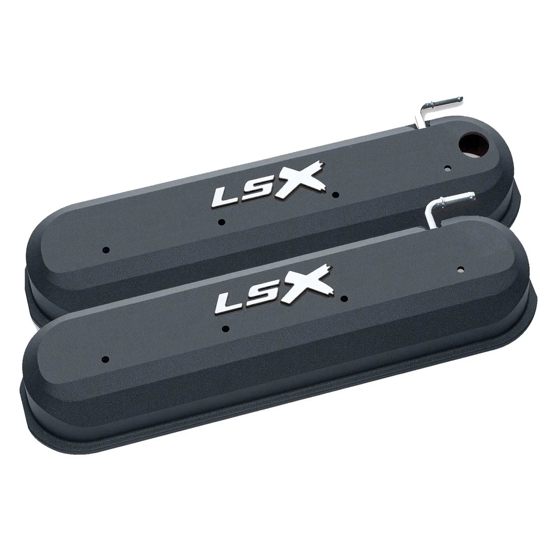 Proform Raised "LSX" Emblem Aluminum Valve Covers, Black Crinkle, LS Engines 141-256 - Installation View
