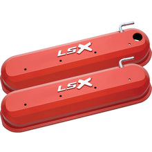 Load image into Gallery viewer, Proform Raised &quot;LSX&quot; Emblem Aluminum Valve Covers, Chevy Orange, LS Engines 141-257 - Main Product View