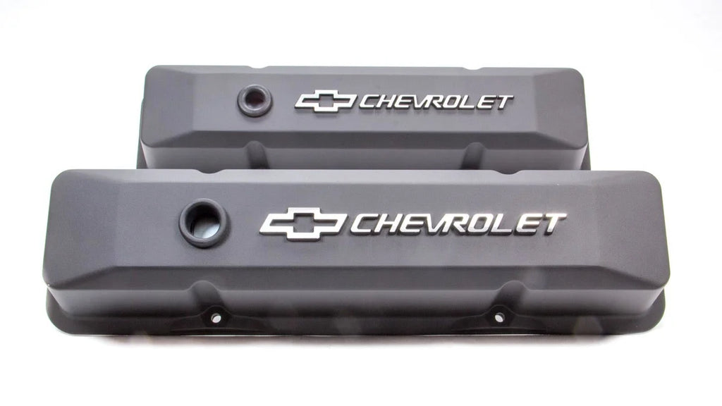 Proform SBC Blk Crinkle Diecast V/C's - Raised Emblem 141-119