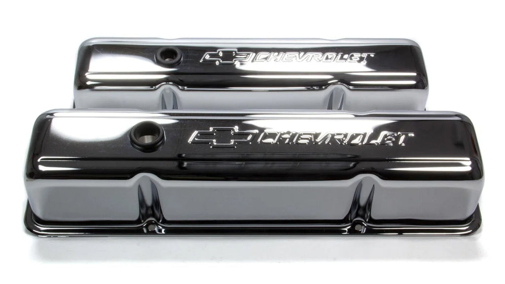 Proform SBC Chrome Bowtie V/C's - Tall w/o Baffle 141-101