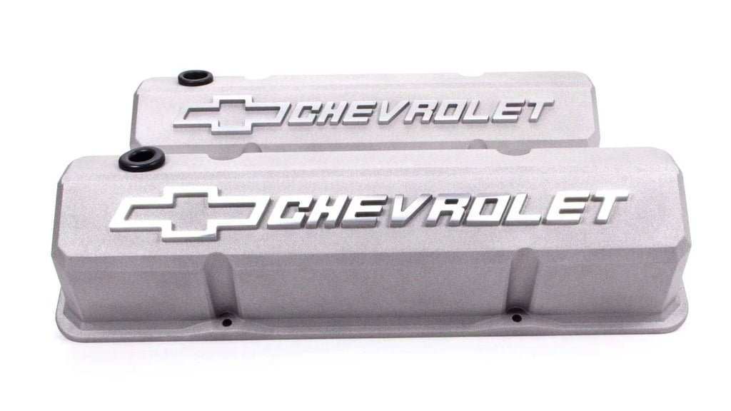 Proform SBC Slant Edge Cast Gray V/C Tall Raised Logo 141-925