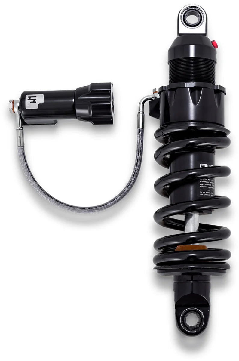 Progressive 18-Up Harley Softail 465 Series Shocks 12.6in w/RAP Heavy Duty - Black - Side View
