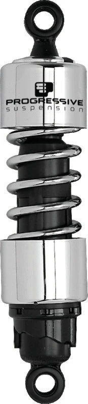 Progressive Harley 412 Series Shocks 13.5in - Chrome - Side View