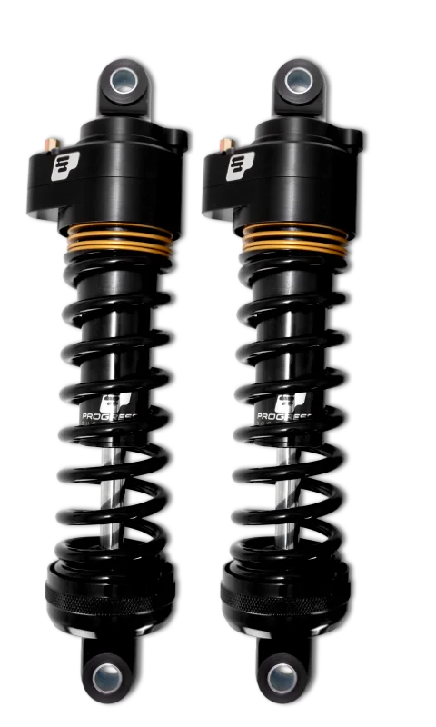 Progressive Harley Ultra Low-QPS 944 Series Shocks, 12.5in, 11in Ride Height Heavy Duty - Black / G - Side View