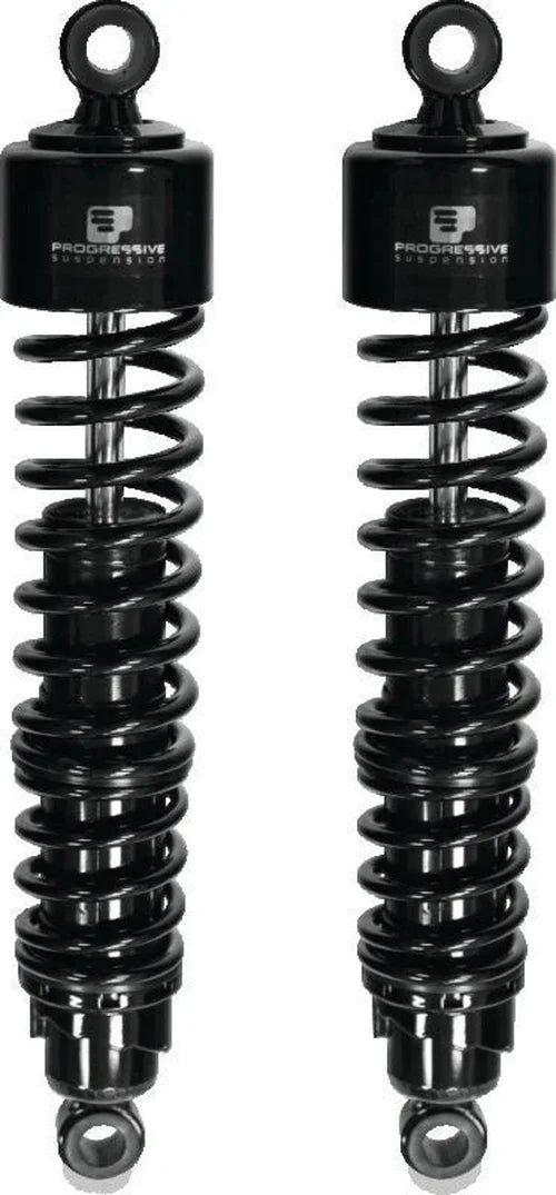 Progressive Harley 413 Series Shocks 15.0in - Black - Side View