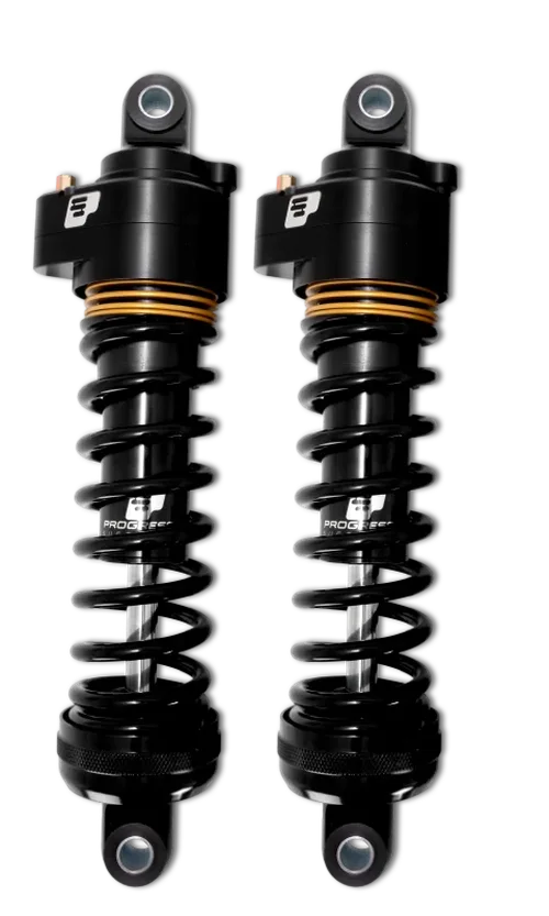 Progressive Harley Ultra Touring-QPS 944 Series Shocks, 13in, 12in Ride Height Heavy Duty - Black / - Side View