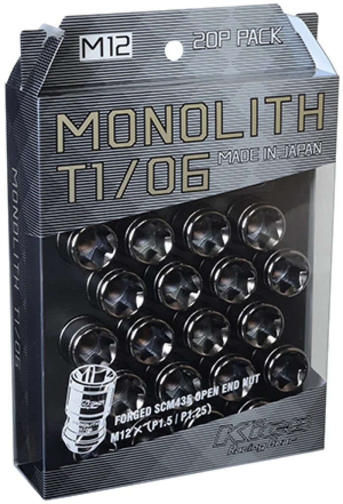 Project Kics 12 x 1.25 Glorious Black T1/06 Monolith Lug Nuts - 4 Pcs - Side View