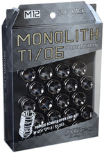 Load image into Gallery viewer, Project Kics 12 x 1.5 Glorious Black T1/06 Monolith Lug Nuts - 4 Pcs - Side View