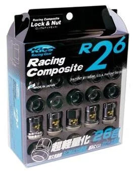 Project Kics 12X1.25 Black R26 Lug Nuts - 16+4 - Main Product View