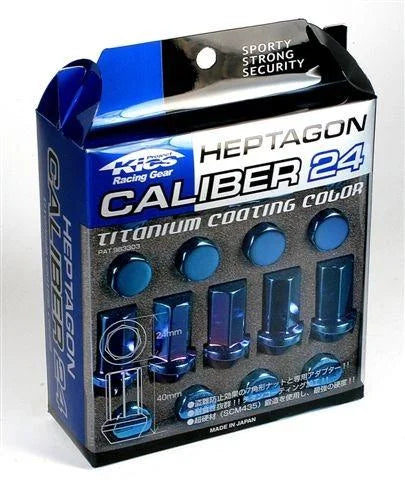 Project Kics 12X1.50 Titanium Blue Caliber Lug Nut - Side View