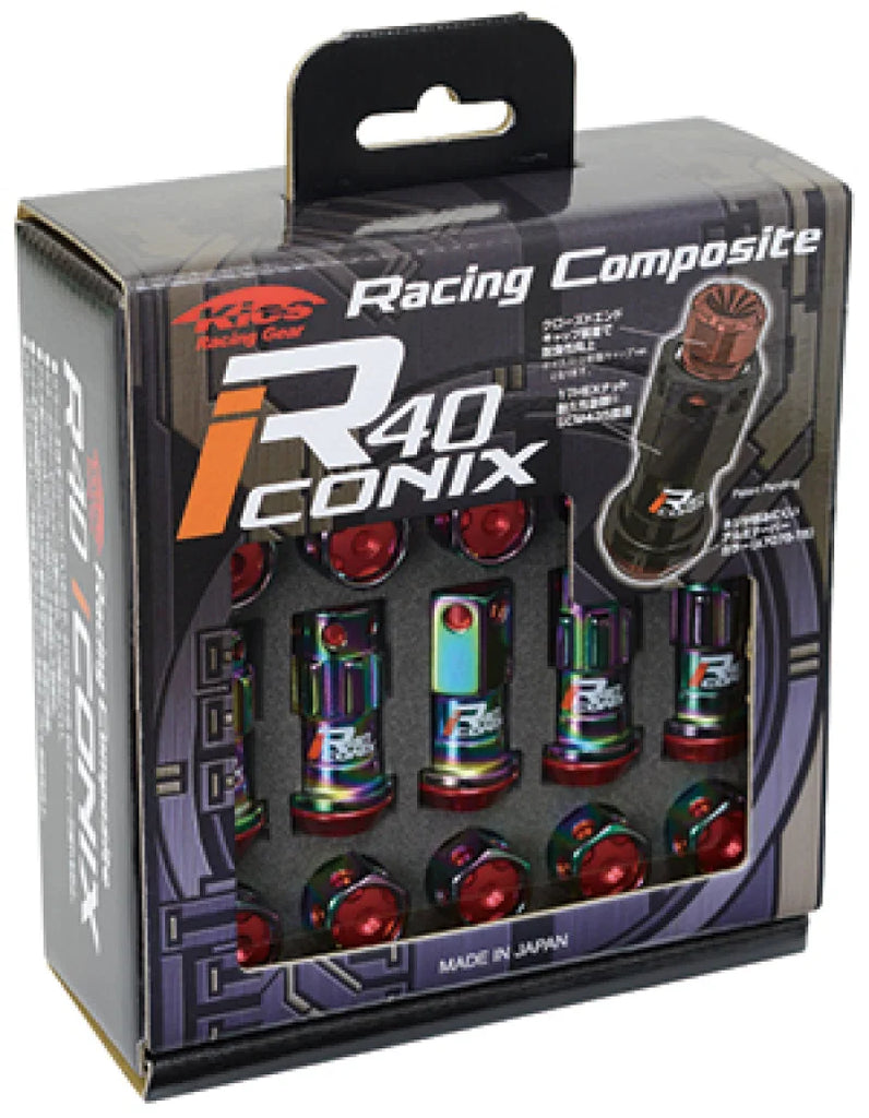 Project Kics 16+4 Neo Chrome Lock & Lug Nuts R40 Iconix - 14X1.25 (Black Cap) - Main Product View