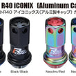 Load image into Gallery viewer, Project Kics 16+4 Neo Chrome Lock &amp; Lug Nuts R40 Iconix - 14X1.25 (Black Cap) - Back View